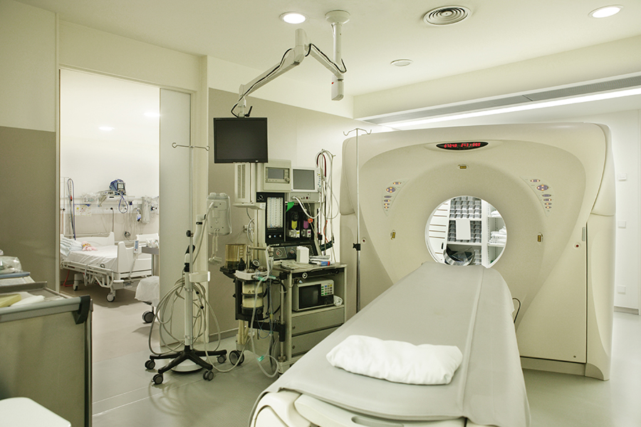 Computed axial tomography hospital room. Oncology diagnosis area